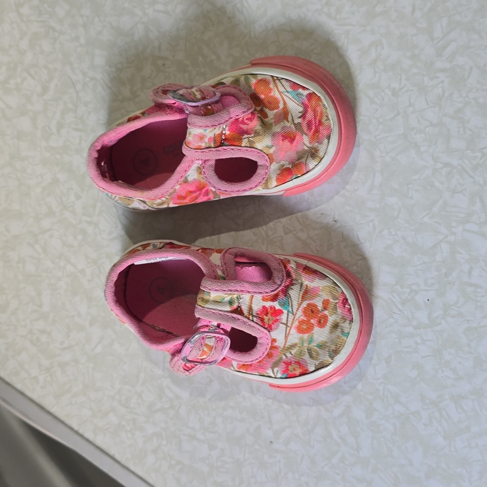 Genuine kids pink‎ floral Mary Jane shoes toddles girl size 4